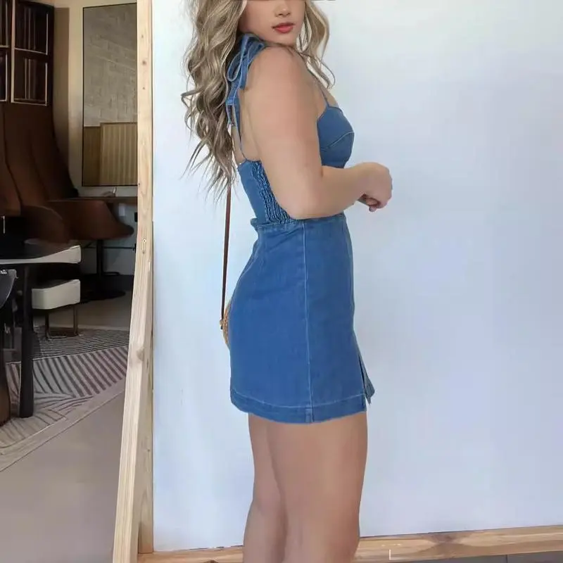 denim suspender dress - TikTok Shop