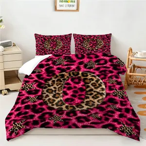 2/3Pcs Pink Leopard Print O-Z Initial Print Comforter Set, Cheetah and Star Personalized Bedding Set, Skin-Friendly and Warm Quilt With Quilted Design, Suitable for Girls' Bedrooms, Dormitories, and Apartment Bedding Decoration (Without Pillow Core).