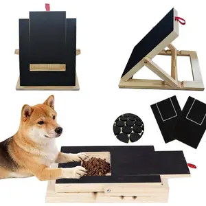 Dog Nail Scratch Board with Treat Drawer, Adjustable Angle & Height Wooden Nail File, Includes 2 Sandpaper & Non-Slip Pad