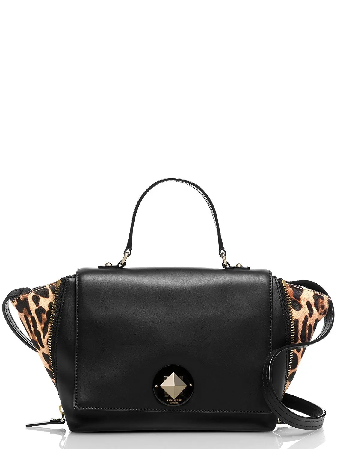 Kate Spade Satchel for Women, Varick Street Abbie Small Leopard Print Haircalf Leather Shoulder Bag with Top Handle, Easy Carry, Small Satchel, Chic