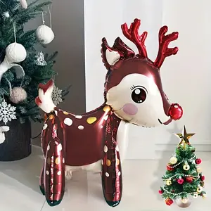 1 Pc Christmas Reindeer Standing Balloon Decoration - Aluminum Foil Mylar for Festive Birthday Party Decorations, Indoor Events, Holiday Atmosphere Suitable Ages 14+