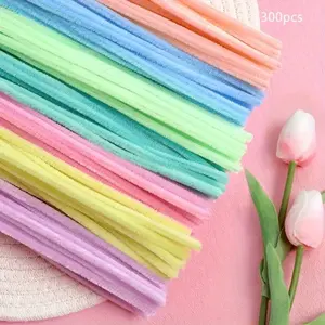 300 Vibrant Macaron Color Chenille Stems, Soft Flexible Twisted Strips, Perfect for DIY Crafts, DIY Flower and Floral Arrangements