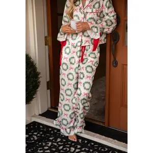 FINAL SALE - All The Comfort Ivory Wreath Pajama Pants