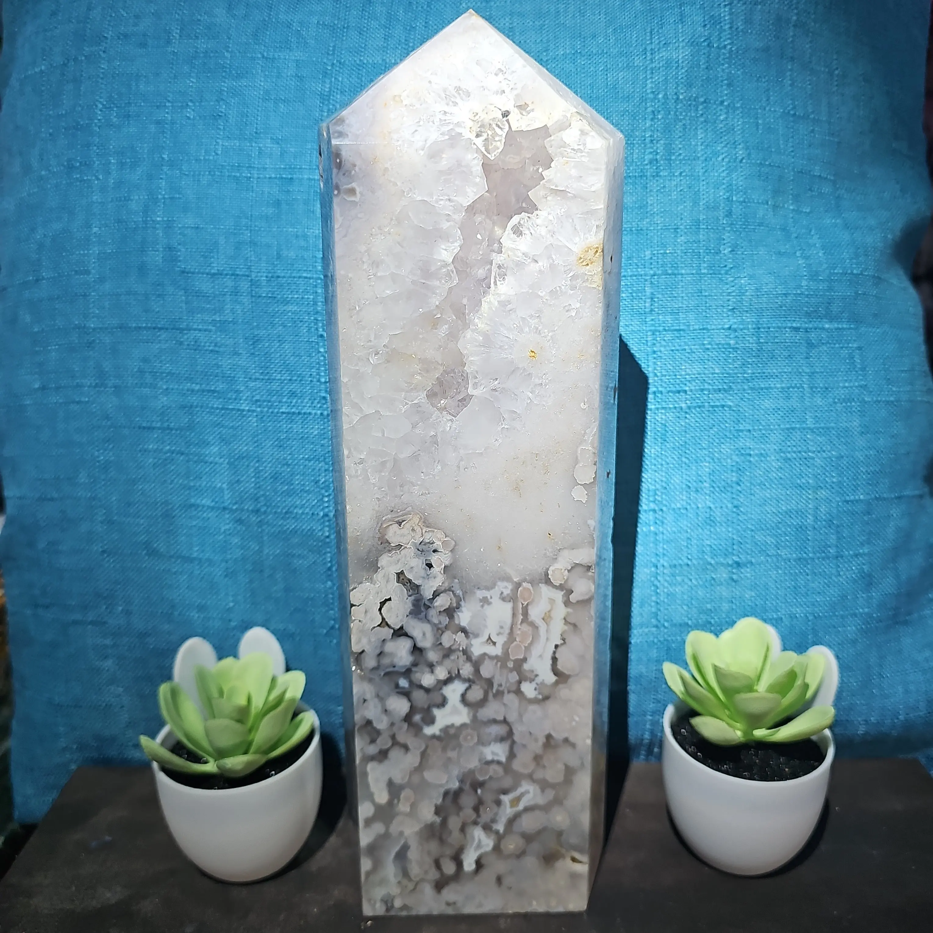 4.3lb GORGEOUS Druzy Flower Agate Tower