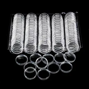 100 Pack 25Mm Coin Capsule, Clear round Plastic Coin Container Capsule, Collection Supplies Container for Coin or NFC Tag YOLCAR