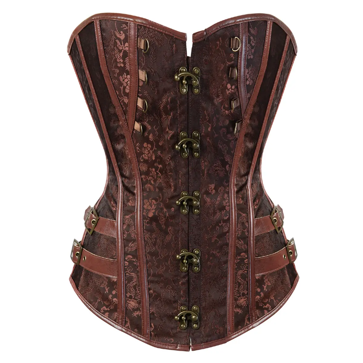 Corset Tops Pirate Steampunk Gothic and Renaissance inspired Vintage Design With Shoulder Straps and Zipper Closure Plus Size Suitable for Halloween and Themed Events Women's Brown Costumes Blue