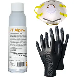 PT Alpine Pressurized Fly Bait - Fast Acting Long Lasting Fly Control for Indoor & Outdoor Use 1 Pound Ready To Use Spray Can with Personal Protective Equipment, Us fast ship