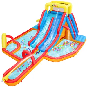 Whubefy 11 in 1 Large Inflatable Bounce House with Water Slide,Long Slide Multi Waterpark for Kids with Jumping Area, Water Shower,Splash Pool,Tunnel, Punching Bag,Basketball Hoop, Blower Included,Christmas Gifts