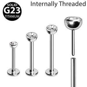 Titanium Push-In Labret with Clear CZ Ball
