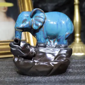 Elephant Ceramic Incense Burner waterfall , 1 count ceramic incense holder,creative home decoration,home fragrance accessories (without incense)
