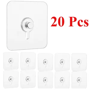 20 Pcs Adhesive Wall Mount Screw Hooks, No-Trace Sticker Screw Hanging Nails for Bathroom Kitchen
