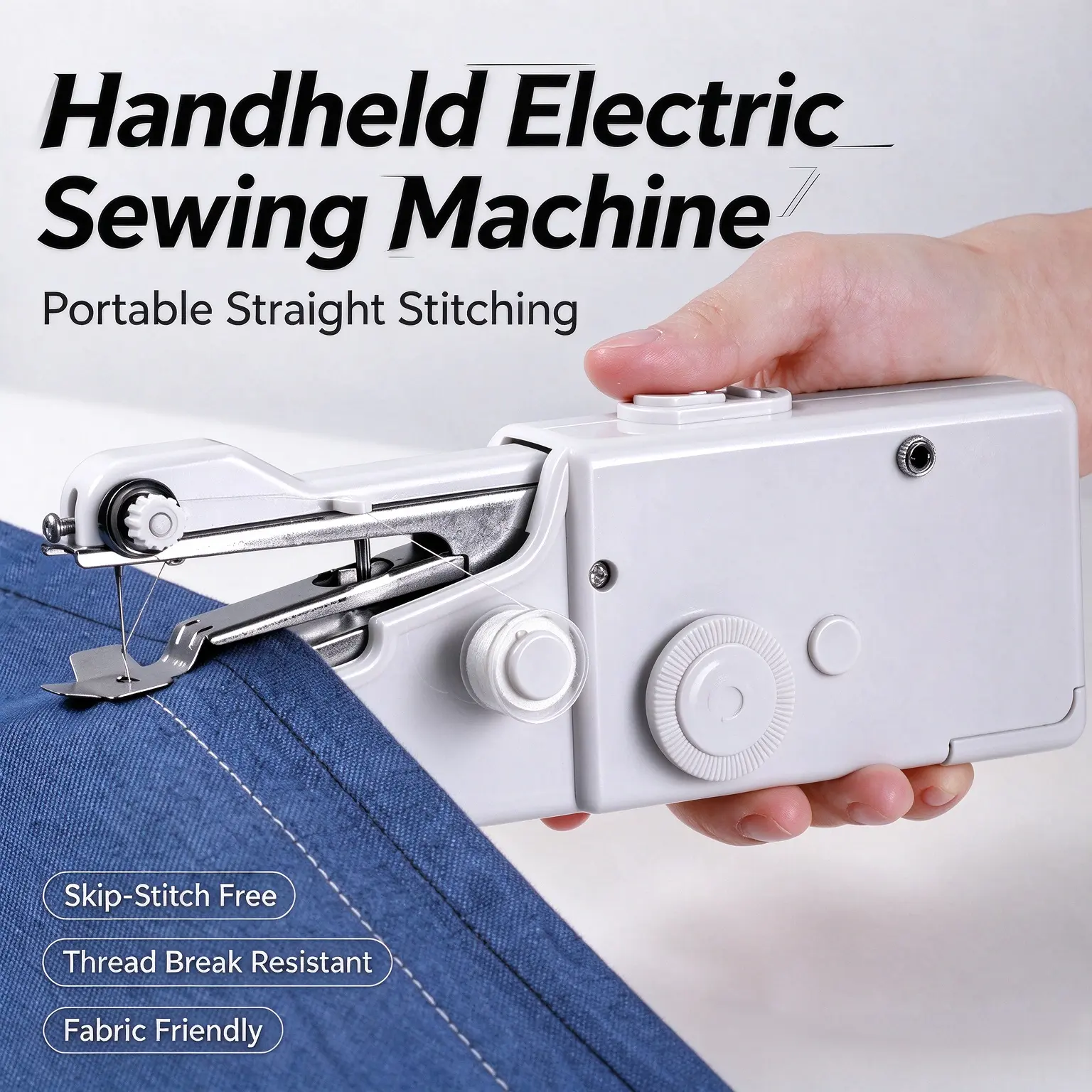 Handheld Mini Sewing Machine - Portable Fabric Repair Tool with Handle, Compact Stitching Device for Quick Home Clothes & Curtains Fixes, Batteries Not Included, With Handle Sewing Machines