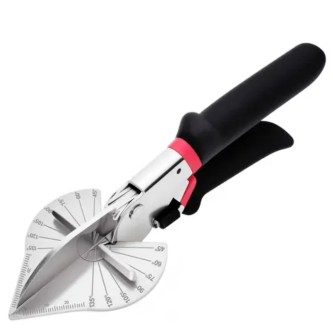 Multi-Angle Miter Shears with Slider - SK5 Blade Trimming Tools, Adjustable 45-135° Cutter, Built-in Turn Clasp Lock, Aluminum Alloy Handle, Less Hand Fatigue, Clean Cuts for Wall Trim, Home Improvement