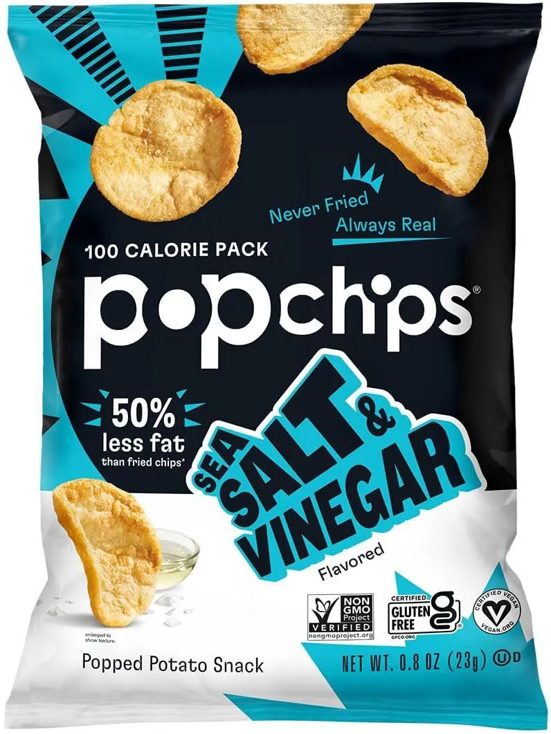 Popchips Popped Potato Chips SEA SALT & VINEGAR 0.8 oz 24ct