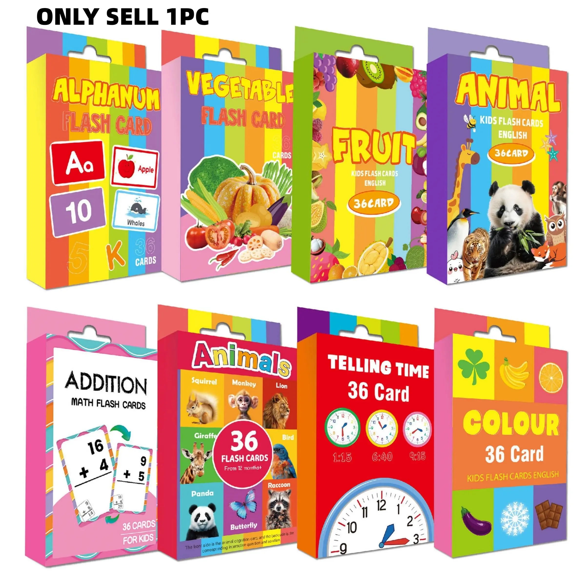 Toddler Cognitive Card, Vocabulary Flashcards, 36pcs/set Learn Letter & Color & Animal & Number Card, Educational Learning for Preschoolers, Early Learning for Toddlers, Flashcards Learning Alphabet, Word Cards