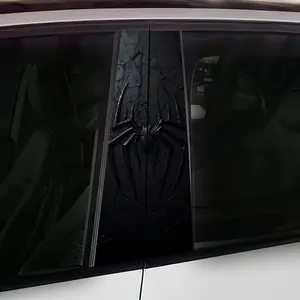 2 PCS Black Spider Vinyl Car Stickers Matte Semi-Face Self-Adhesive Waterproof Scratch-Proof Durable for B-Pillar Exterior Accessories Rectangular Disposable Decal For Cars