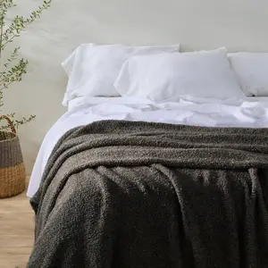 Casaluna Boucle Wool-Blend Bedding Blanket for Bedroom