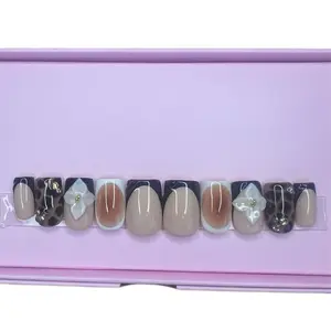 In the Wild Black Short Acrylic Press On Nails Full Set - Assorted Colors and Shapes nail
