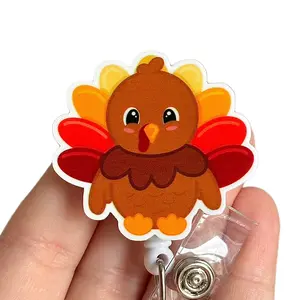 Glitter My Badge Thanksgiving Turkey badge reel for nurse and hospital workers. Badge clip Badge pull - Retractable swivel clip with a 360 rotation. Great gift for coworker.
