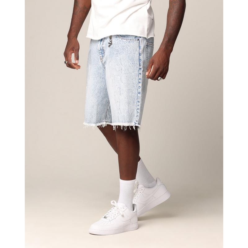 Saint Morta Inferno Baggy Denim Shorts Blue Acidwash