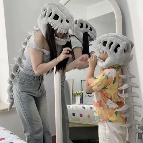 Halloween Dinosaur Skeleton Themed Design Costume Headpiece, Themed Headwear, Dinosaur, Funny Role Play Plush Toy, Creative Prank Party Props Gift for Girlfriend, Kids, Family & Friends