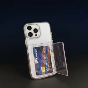 Transparent photocard phonecase clear phonecase with photocard holder with flip open card holder with Flip Large Cards Slot Holder for iphone17 16promax 11 12 13 14 15 series f Kpop Screen Protector