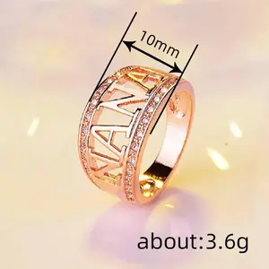 Rose Gold Nana Ring for Women, Crystal Rhinestone Letter Ring, Grandma Gift Jewelry, Meaningful Family Love Ring for Mother’s Day Birthday