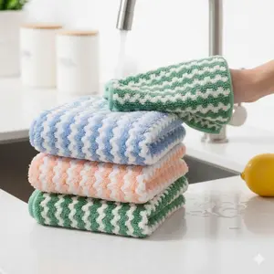 Ultra Thick Microfiber Cleaning Cloth Super Absorbent Fast Drying Kitchen Dish Towel Anti Bacterial Dual Sided Lint Free Durable for Restaurant Bathroom Home Cleaning Scrubber Multipurpose Oil Stain Removal Tool Soft Microfiber Durable Easy Clean