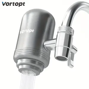 Vortopt NSF Certified Stainless Steel Faucet Water Filter for Sink - 500 Gallons Water Purifier for Faucet - Mount Tap Water Filtration System for Kitchen,Tub,Reduces Lead, Chlorine and Bad Taste,T2 (1 Filter) waterfilter
