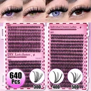 Natural Curling Eyelash Extensions Set, DIY Eyelash Extensions, 1 Set Natural Looking False Eyelash Products, Eye Makeup Enhancement False Eyelashes, Eye Makeup Accessories, for Women Daily, Dating, Winter Gifts