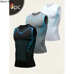3PCS Men’s Compression Tank Tops, Quick Dry Sleeveless Athletic Shirts for Basketball, Gym Training, Running and Outdoor Sports, Moisture-Wicking Performance Workout Vests