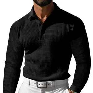 Men's Long Sleeve Knit Polo Shirt Lightweight Sweater Collared Tee Fashion Casual Breathable Fall Winter Daily Office Wear