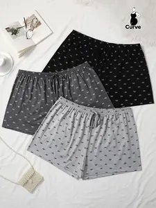 【Plus Size】 All Over Bow Print Pajama Shorts, Casual Comfy Sleep Shorts for Women, Women's Sleepwear for All Seasons, Loungewear, Pjs