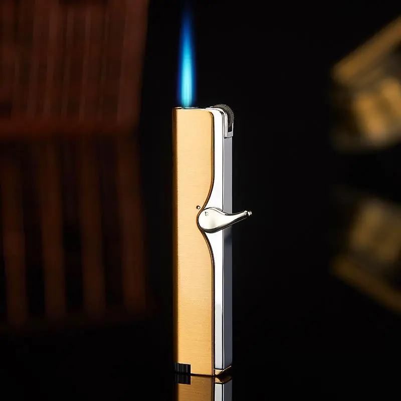 Creative windproof jet torch lighter, adjustable blue flame refillable butane cigar lighter, portable smoking gadget accessories for outdoor use Lightweight Rechargeable