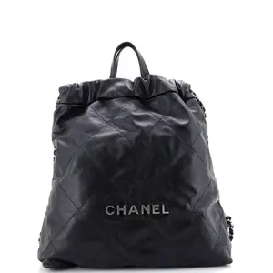 Pre-owned CHANEL Leather Backpacks 22 Chain Backpack Quilted Calfskin Large by Rebag