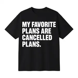 Cotton Oversized T-shirt, Unisex Funny Meme T-Shirt Tee with Canceled Plans Graphic Print, Casual Introvert Humor Streetwear Top