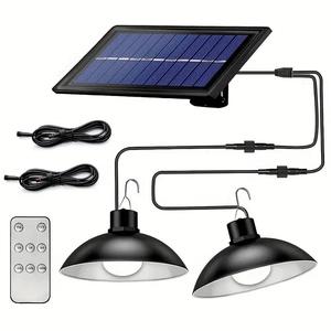 solar powered outdoor led lights, 2-head solar chandelier, waterproof solar light with remote control for garden pavilion house landscape, solar lights outdoor lamp, patio, motion sensor, decorative