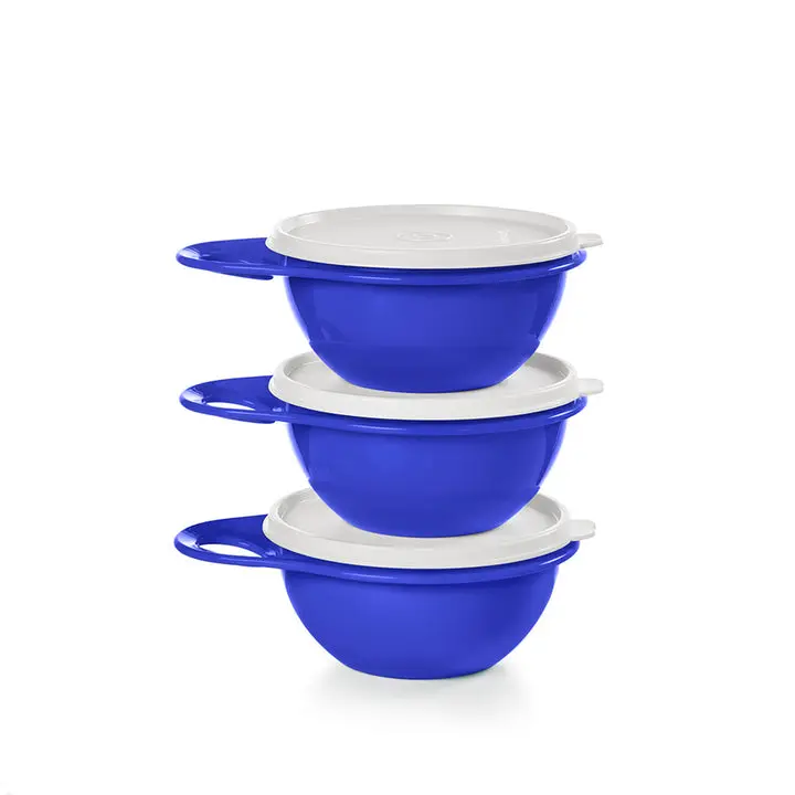 Tupperware® Thatsa® Extra Mini Airtight Reusable Plastic Mixing Bowl Set - BPA-Free, Food-Grade, Thumb Handle, 2.5 Cups/600 mL, 3-Piece Kitchen Serving Solution