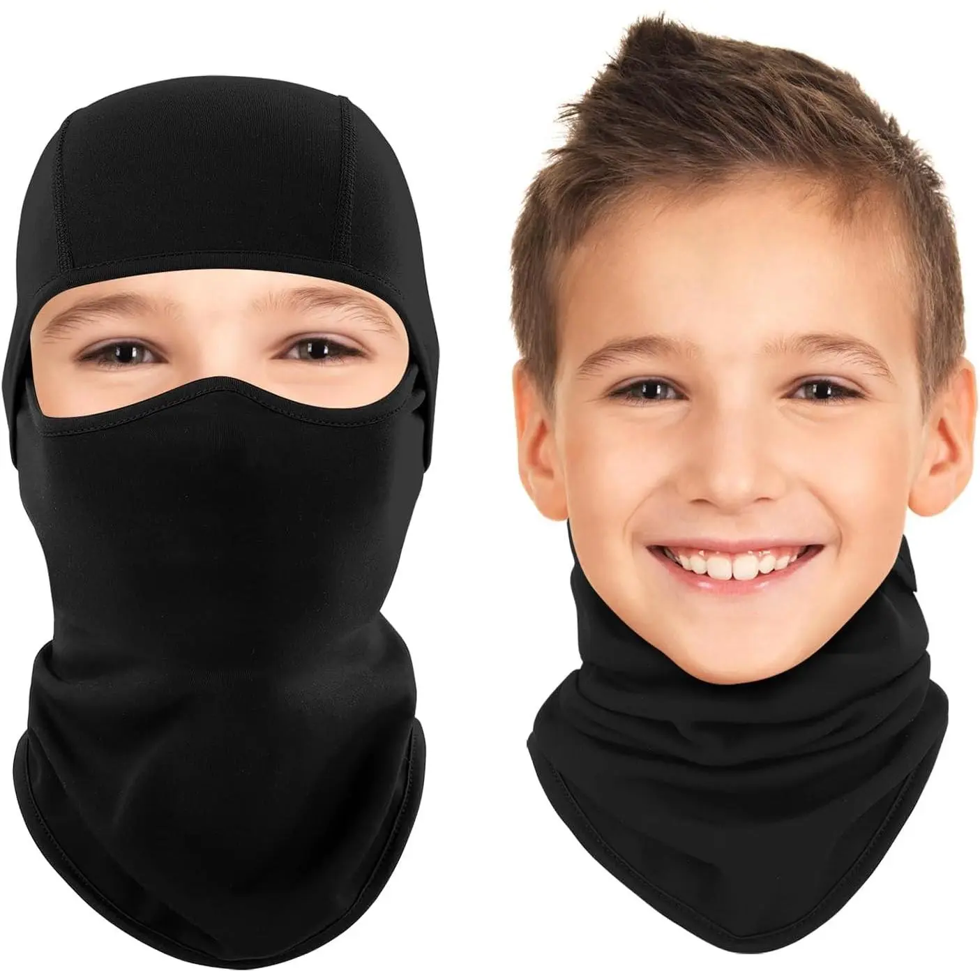 Kids' Fitted Fleece Balaclava Ski Mask for Boys & Girls, Breathable Face Covering & Windproof Neck Warmer for Winter Sports, No-Slip, Windproof Ski Mask, Thermal Ski Mask, Polyester