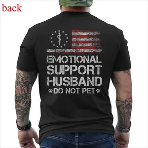 T - shirt with 'EMOTIONAL SUPPORT HUSBAND’ Flag Motif – USA Vibe