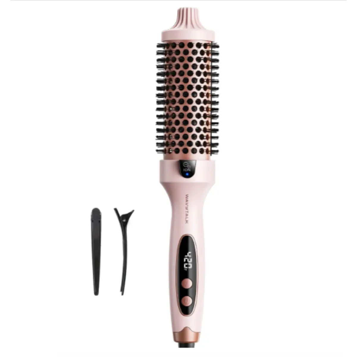 Wavytalk Thermal Brush Blowout Boost 1.5″ Heat Round Brush for Blowout Look | Negative Ion Technology, Tourmaline Ceramic, 5 Temperature Settings Dual Voltage, Less Damage, Sakura Pink