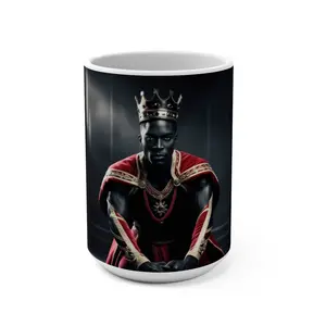 Black King Ceramic Mug - 15oz, Rounded Corners, C-Handle, Lead and BPA-free Coffee Ceramic Tea Cup Drinkware
