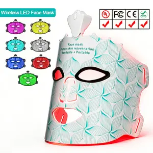 1pc Beauty LED Face Mask, Facial Skin Care Mask, Women's Facial Beauty Tools, Home Use Personal Face Cares Tools, Cordless Facial Mask with 7 LED Lights, Body Care Face Mask, Best Gift for friend