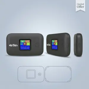 Black European Pocket Wi-Fi Hotspot with SIM Slot, 4G-5G Mobile Router, 300Mbps Speed, LED Display, Stable Connection, Supports 10 Devices for Outdoor RV Use