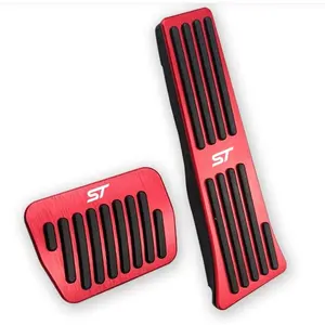 2PCS Anti-Slip Aluminum Brake Gas Pedal Pads,Auto No Drilling Accelerator Pedal Covers For Ford Explorer 2020,2021,2022,2023,2024,2025-RED