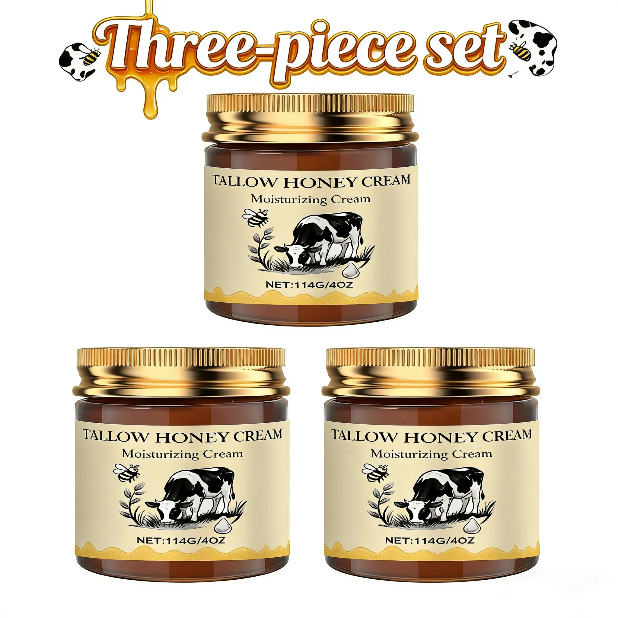 Moxirea 3-Piece Butter Honey Cream Set, Gentle All-Natural Body Butter for Face Body Moisturizing and Skin Softening, Gentle Moisturizers, Body Care, Hydrate