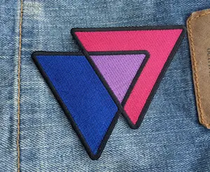Bisexual Triangles Biangles Pink Lavender Blue - 4 inch Iron-on Embroidered Patch