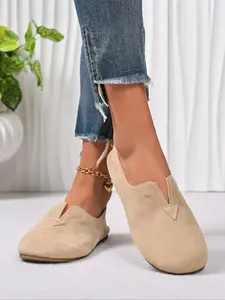 Women's One-Step Ballet Flats, Arch Support, Fashion Design, Comfortable Washable Work Casual Walking Shoes, Square Toe Ballerina Pumps