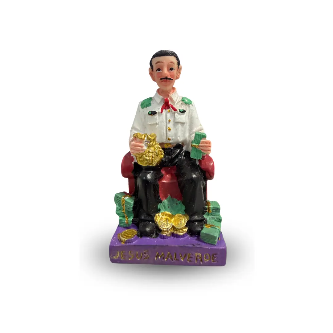 Mini Jesús Malverde Statue – Patron Saint of Hope, Protection & Good Fortune | 3 Inch Spiritual Figurine