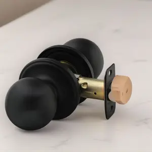 Passage Interior Door Knob – ANSI Grade-3 Certified, Modern Heavy Duty Handle, Easy Install and Reversible for Bedroom, Bathroom & Closets – Matte Black (1 Pack)